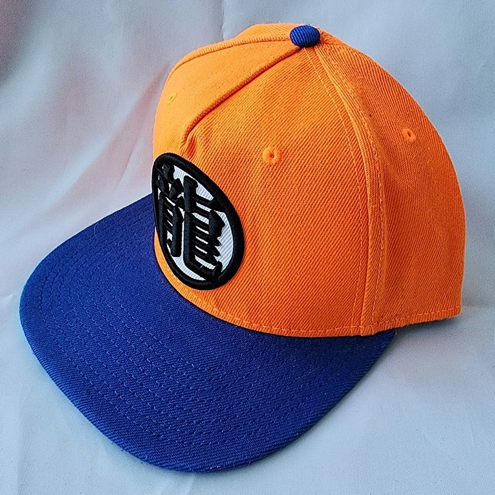 Dragon Ball Z Original DBZ Anime Snapback‎ Embroidered Kanji Orange Blue Retro